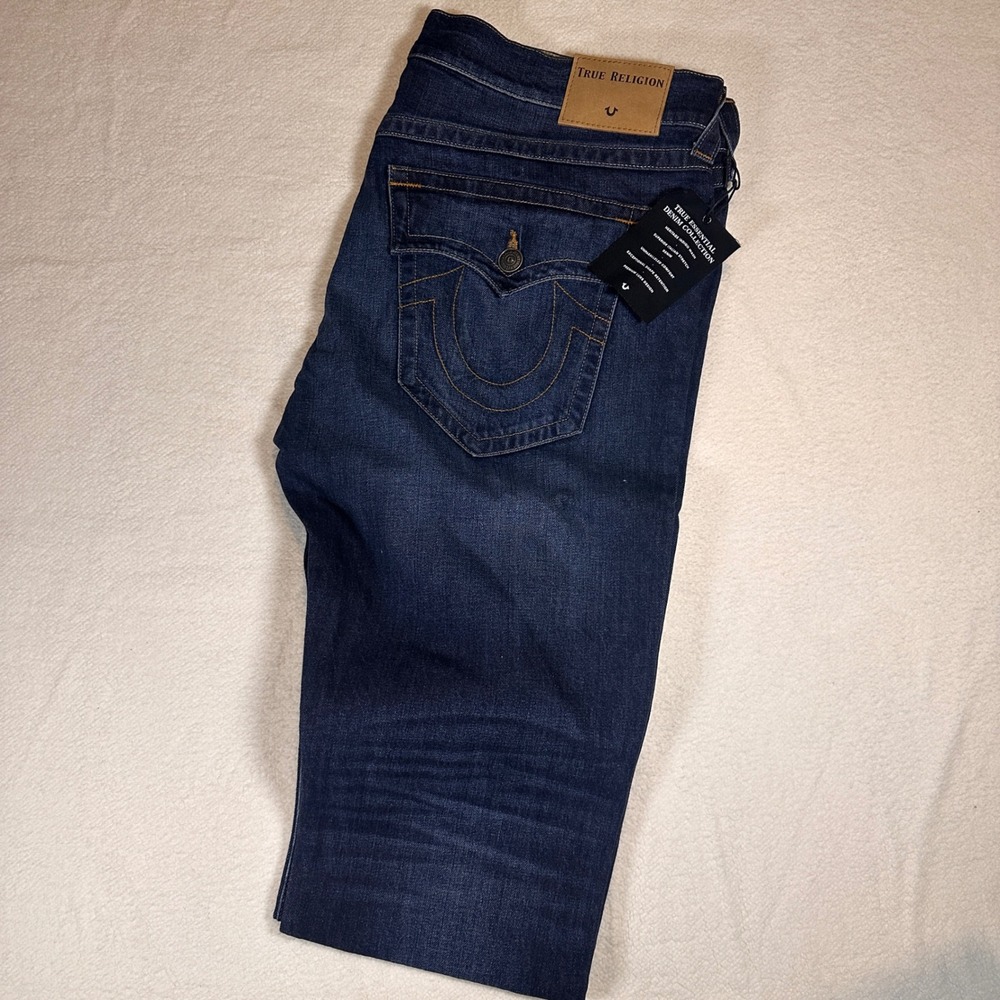 True Religion Ricky Relaxed Straight Jeans Men's Size 40 Blue Indigo Wash NEW
